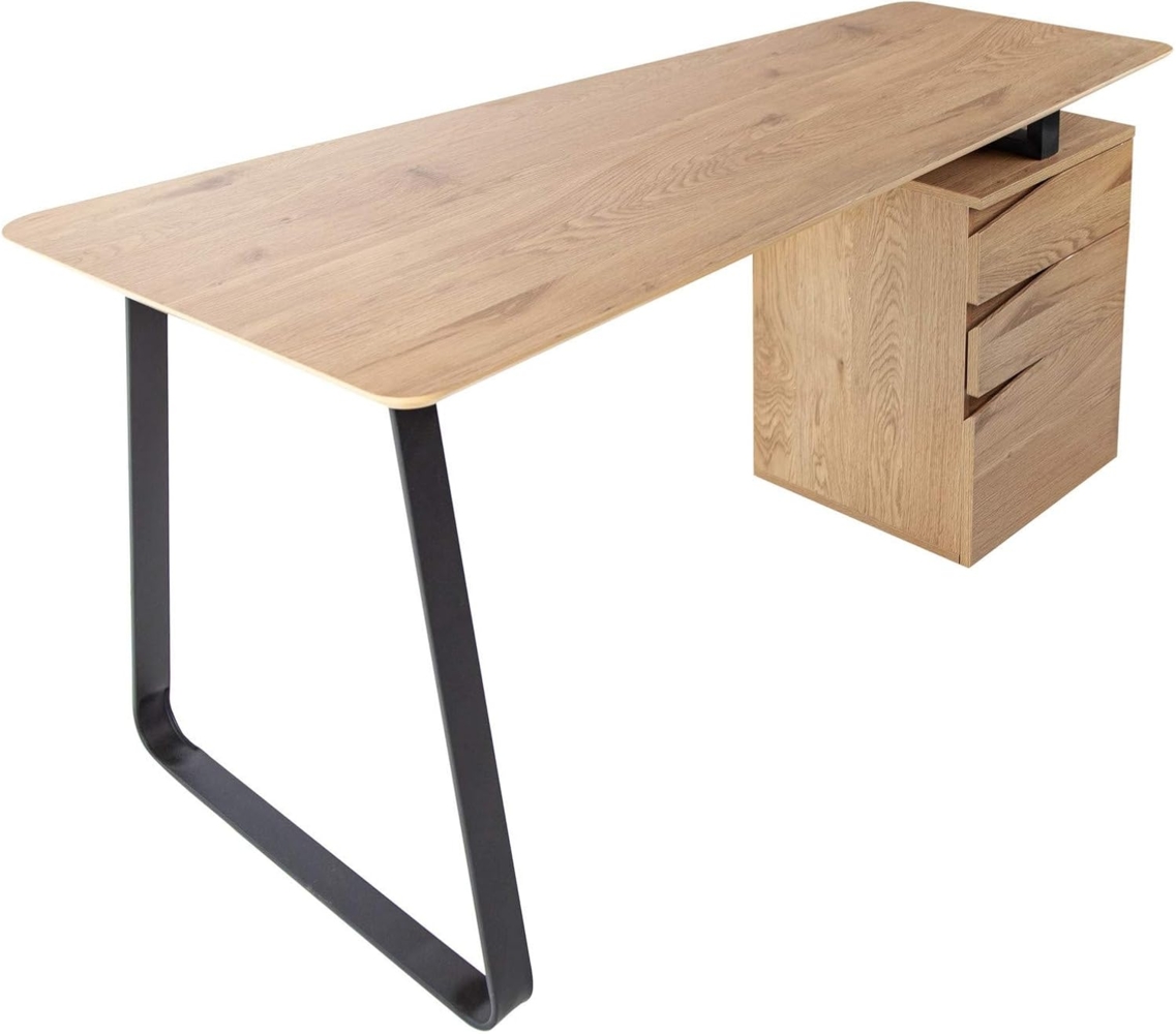 riess-ambiente Schreibtisch STUDIO 160cm natur / schwarz, Arbeitszimmer · Holzwerkstoff · Metall · mit Regal · Home Office Bild 1