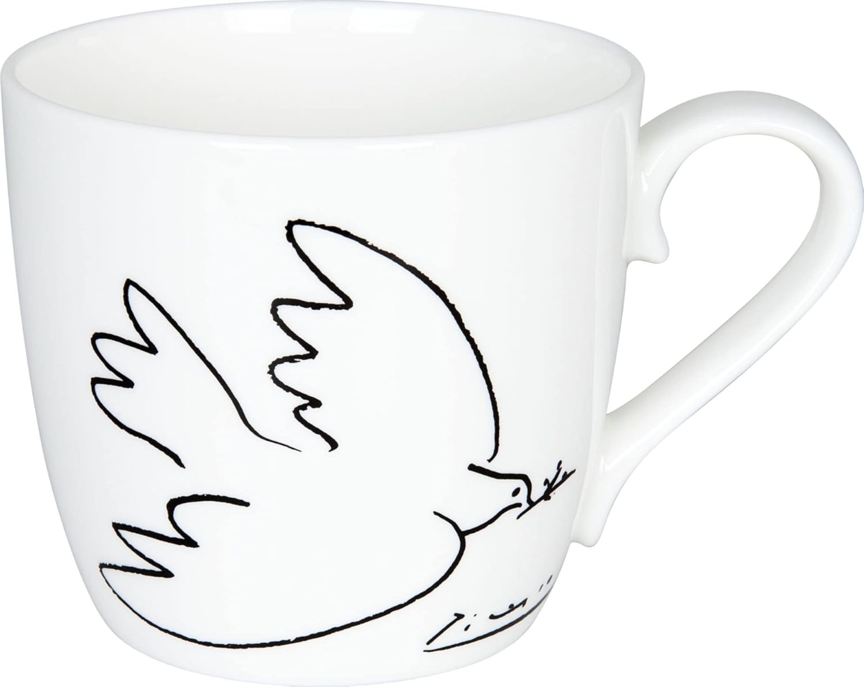 Könitz Picasso La Colombe De La Paix Becher, Kaffeebecher, Kaffeetasse, Kaffee Tasse, Teetasse, Porzellan, Weiß / Schwarz, 425 ml, 11 2 057 0210 Bild 1