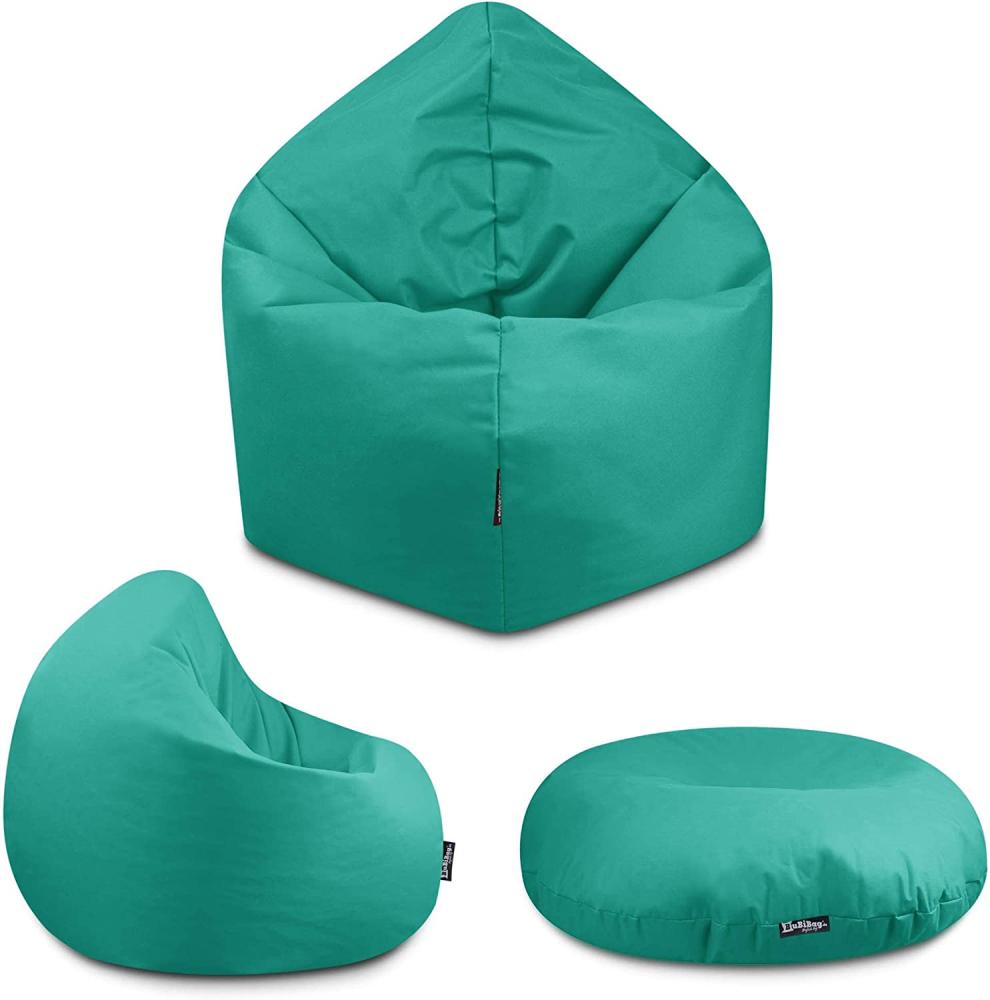 BuBiBag - 2in1 Sitzsack Bodenkissen - Outdoor Sitzsäcke Indoor Beanbag, Türkis, Ø 125,0 cm Bild 1