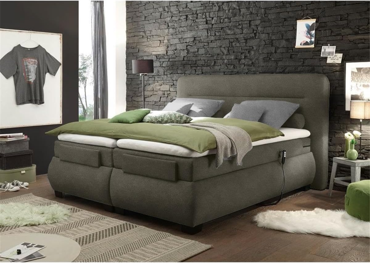 Boxspringbett 180x200 cm elektrisch verstellbar EDIRNE-09 in Uran 09 stone Bild 1