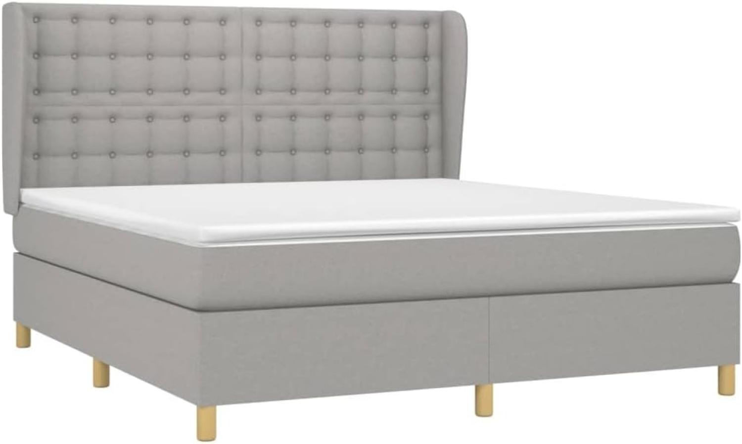 Boxspringbett mit Matratze Stoff Hellgrau 160 x 200 cm, Härtegrad: H2 [3128853] Bild 1