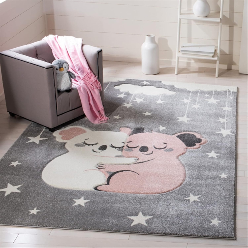 Teppiche Kinderzimmer Babymatte Groß Kinderteppiche Flauschige Schutzmatten Waschbare Matten Kindermatte fürs Babyzimmer Kleinkinderzimmer (Grauer Koala,100 * 160cm) Bild 1