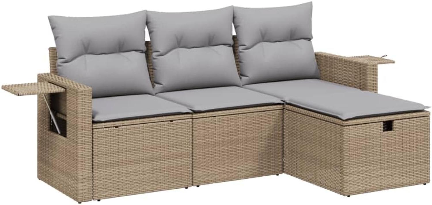 vidaXL 4-tlg. Garten-Sofagarnitur mit Kissen Beigemischung Poly Rattan 3263755 Bild 1