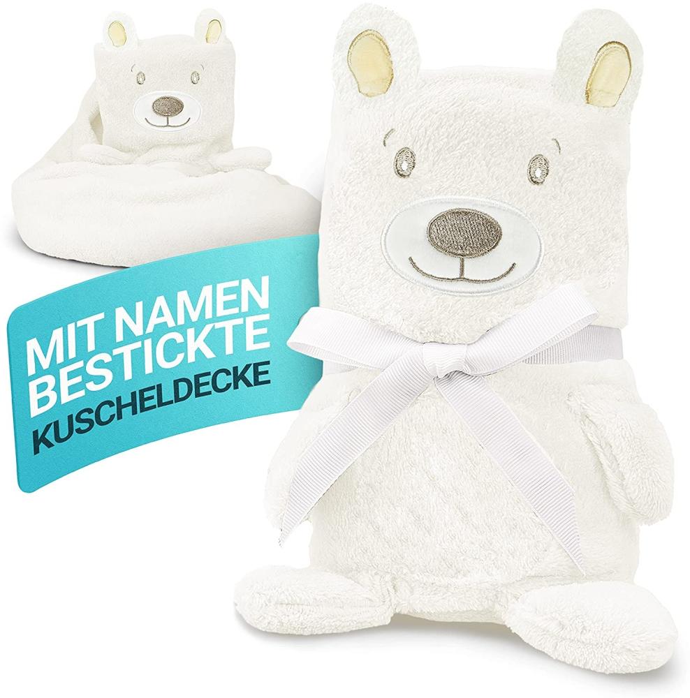 Babykajo Babydecke mit Namen bestickt – 2in1 Kuscheldecke wird zusammengerollt zum Kuscheltier – Perfektes Baby Geschenk zur Geburt für Jungen und Mädchen! Babydecke personalisiert. Bild 1