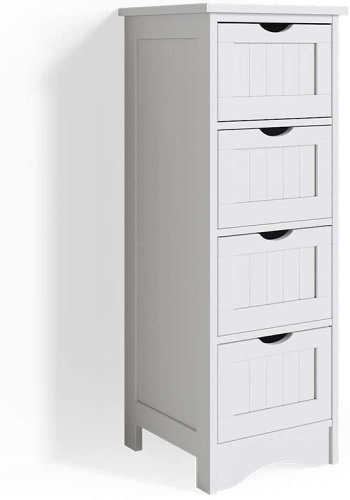 Vicco Badschrank Bianco Badregal schmal 4 Schubladen 81x30x30cm Badmöbel weiß Badezimmerschrank im Landhausstil Bild 1