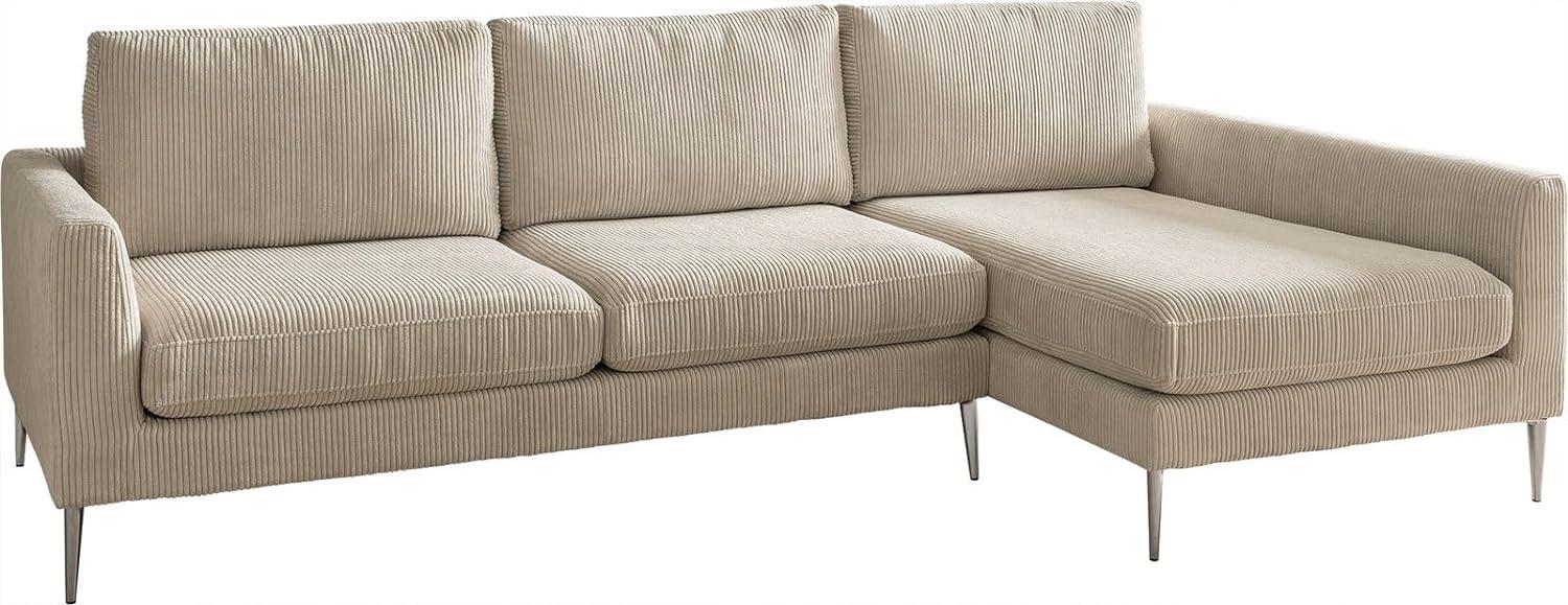 Ecksofa Marla 285x140 cm Cord Creme-Weiß Recamiere rechts Bild 1