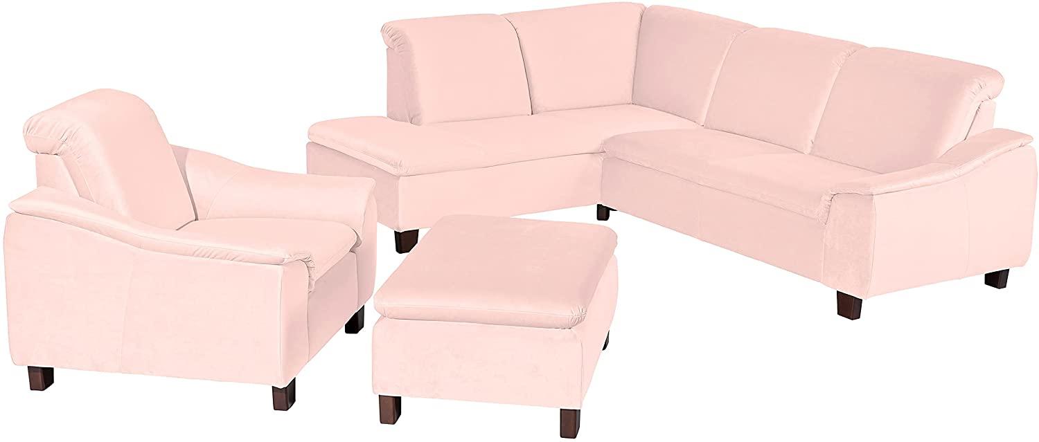 Aaron Sofa Eckgarnitur Samtvelours Rose Buche Nussbaumfarben Bild 1