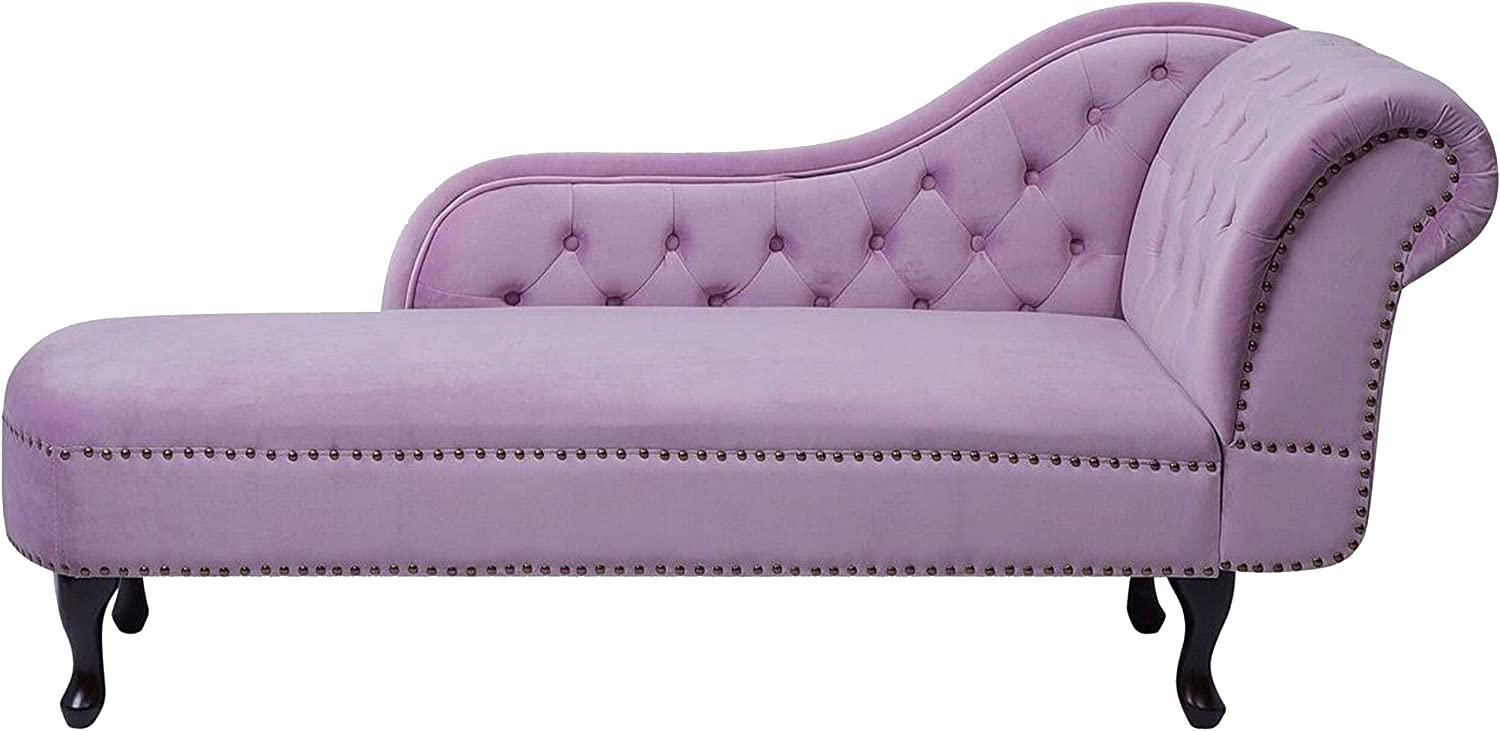 Chaiselongue Samtstoff rosa rechtsseitig NIMES Bild 1