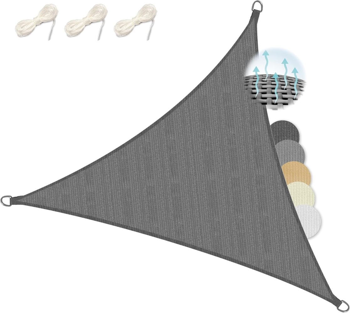 Sol Royal Sonnensegel dreieckig 2 x 2 x 2 m Wasserdurchlässig HDPE Atmungsaktiver Balkon Terrasse Sonnenschutz Segel Anthrazit – Segeltuch UV Sonnenschutz Garten Pool Camping - Shade Sails HS9 Bild 1