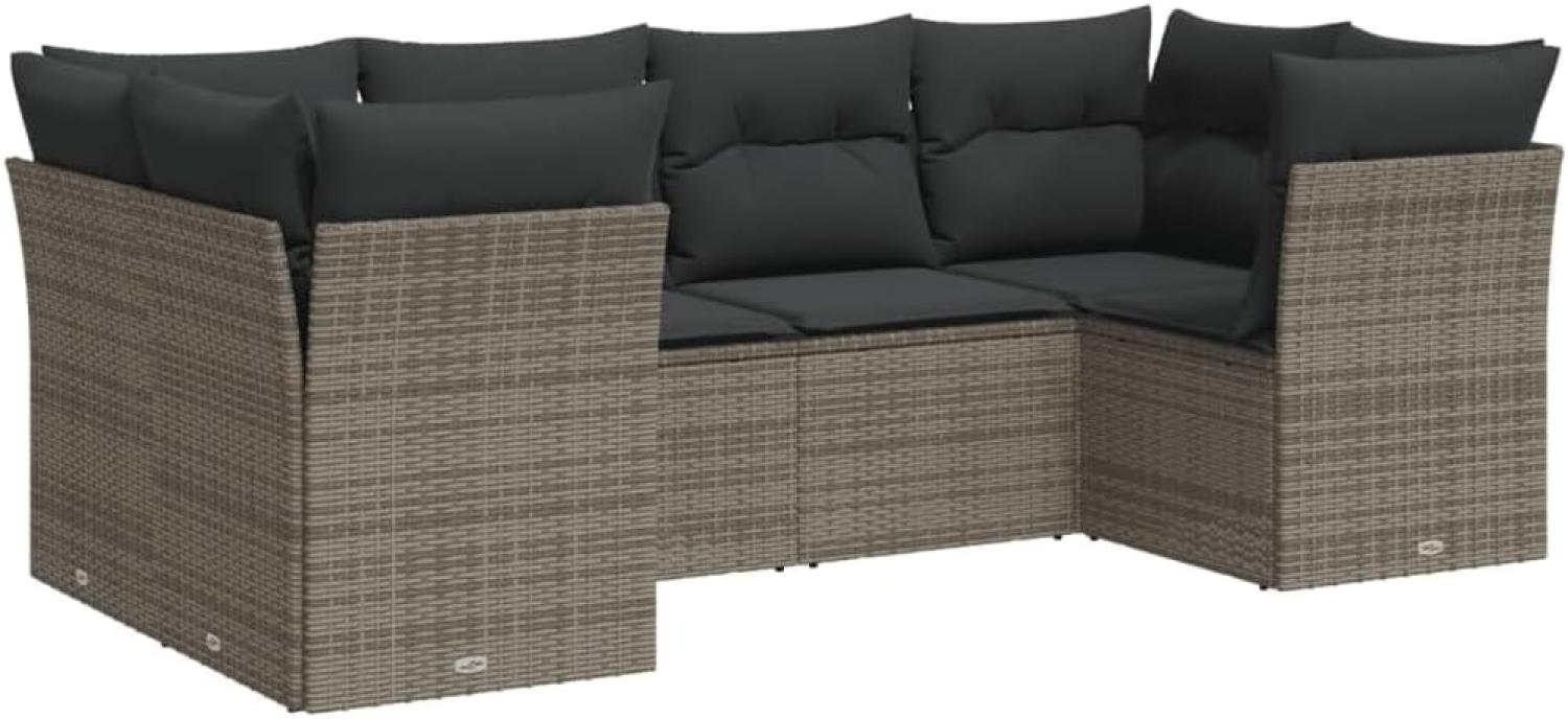 vidaXL 6-tlg. Garten-Sofagarnitur mit Kissen Grau Poly Rattan 3218110 Bild 1