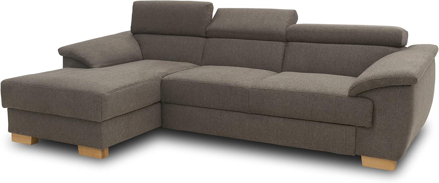 Domo Collection David Sofa, Ecksofa mit Rückenfunktion, Eckcouch, 272 x 166 cm, Funktionssofa mit Federkern in braun Bild 1