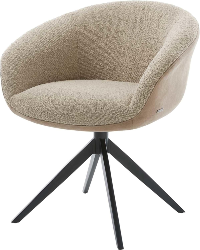 Drehstuhl Vinka-Flex mit Armlehnen Materialmix Schlamm Kreuzgestell breit Schwarz 360° drehbar Wippfunktion Taschenfederkern Bild 1