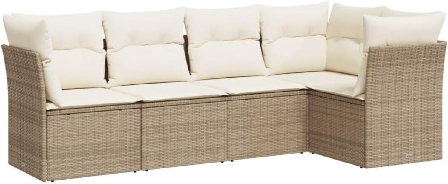 vidaXL 5-tlg. Garten-Sofagarnitur mit Kissen Beige Poly Rattan 3249437 Bild 1