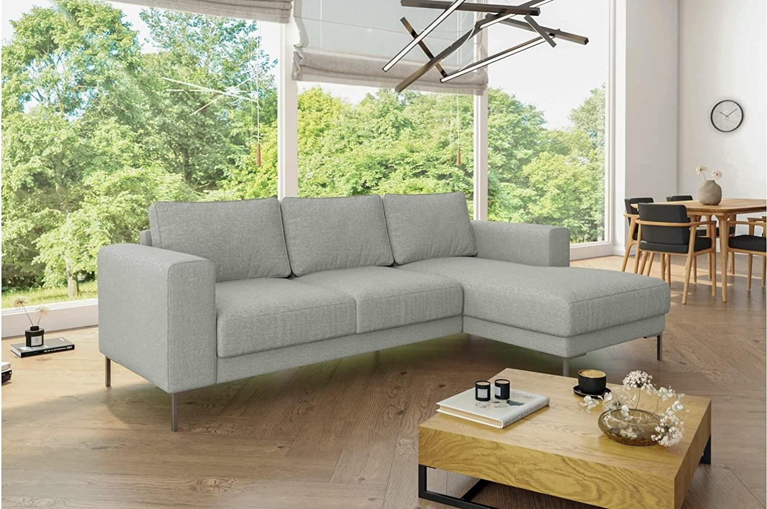 Stylefy Aversa Ecksofa Strukturstoff LARS Hellgrau Rechts Bild 1