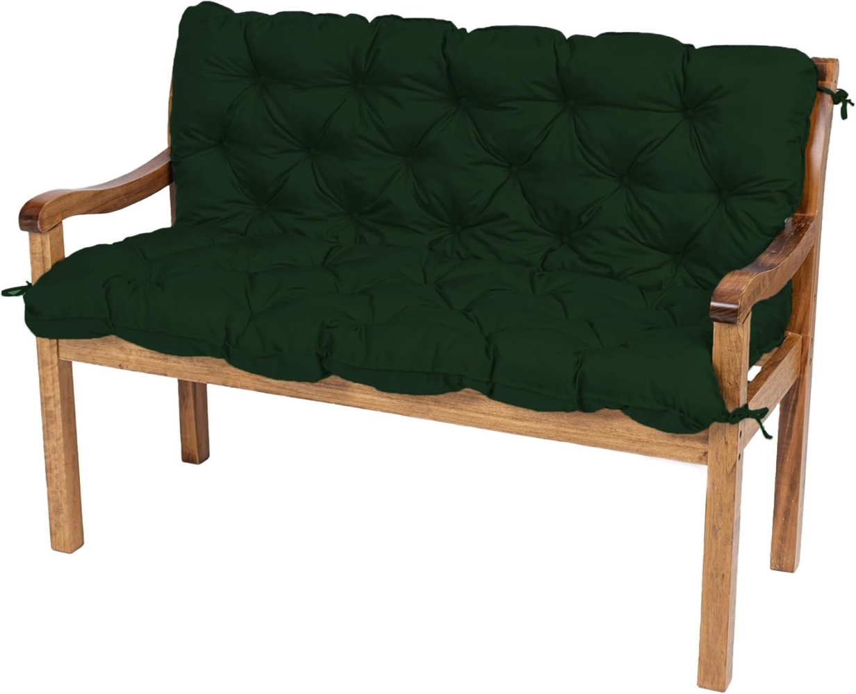 TexDeko® Garden Gartenbankauflage mit Rückenlehne wasserabweisend UV - beständig Bankauflage In- & Outdoor Sitzkissen und Rückenkissen Hollywoodschaukel Sitzpolster (150 x 50 x 50 cm Dunkelgrün) Bild 1