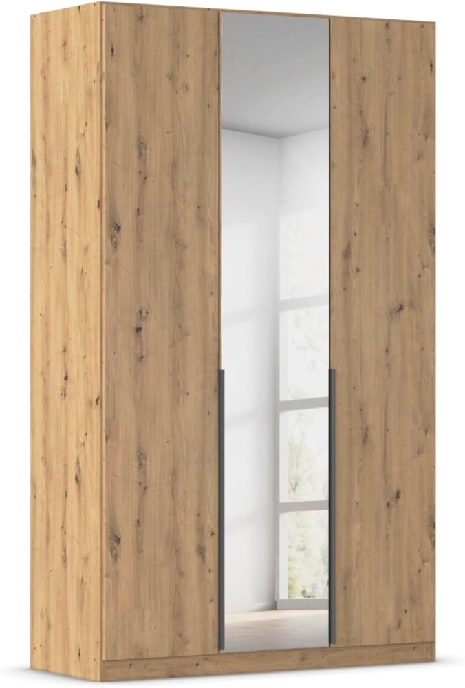 Rauch Möbel Alabama, Kleiderschrank, Garderobe, 3-türig, Spiegel, Zubehör Premium, 2 Kleiderstangen, 7 Einlegeböden, Schubladeneinsatz, Farbe Eiche Artisan, Holz, Griff Grau metallic, 136 x 229 x 54 cm Bild 1