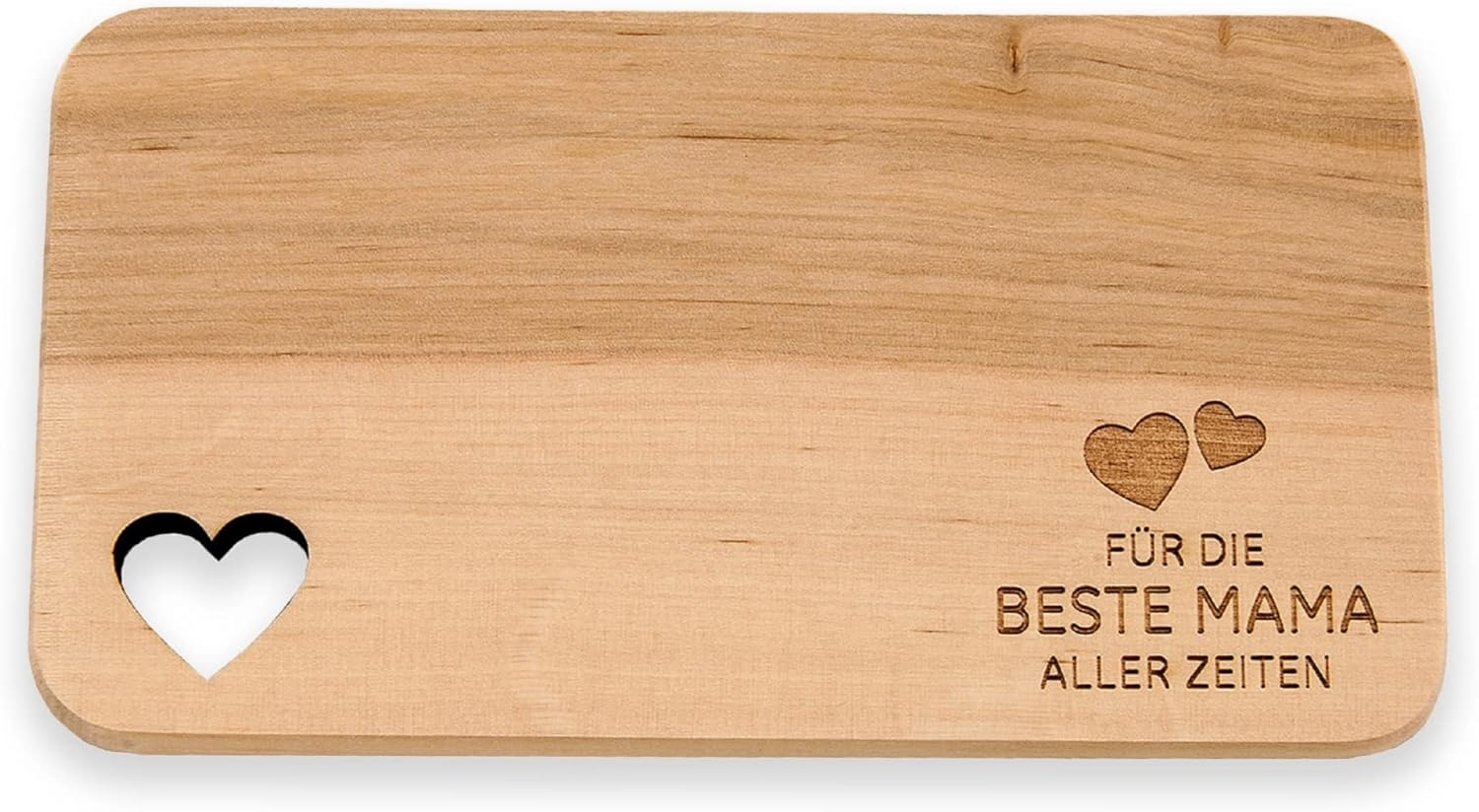 Spruchreif® Frühstücksbrett Frühstücksbrettchen aus Holz · Brotzeitbrett mit Gravur · Geschenk für Familie · Holzbrettchen mit Herzausschnitt Bild 1