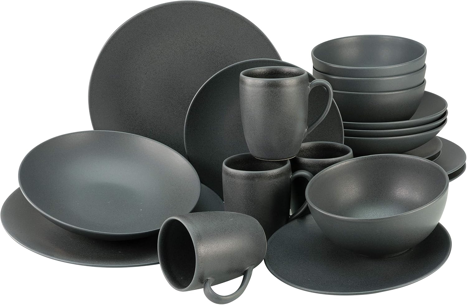 CreaTable 23146 Kombiservice Soft Touch für 4 Personen, Steinzeug, schwarz (1 Set, 20-teilig) Bild 1