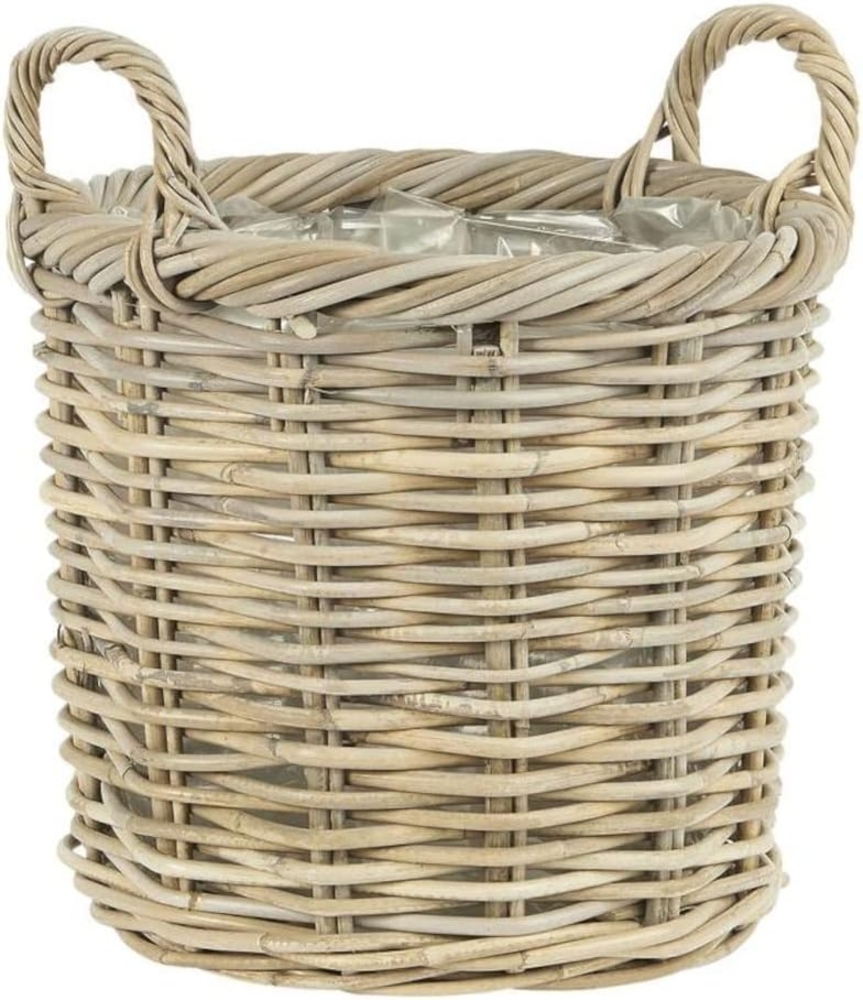 Ib Laursen - 3x Pflanzkorb Blumentopf Blumenkorb Korb Rattan Innen Folie 3783-00 Bild 1