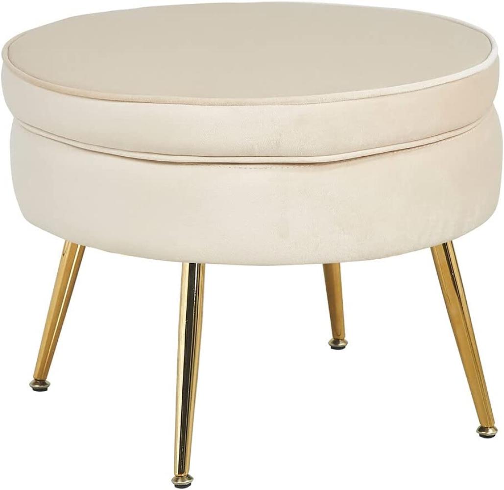 Sitzpouf Rund Samt Beige Bild 1