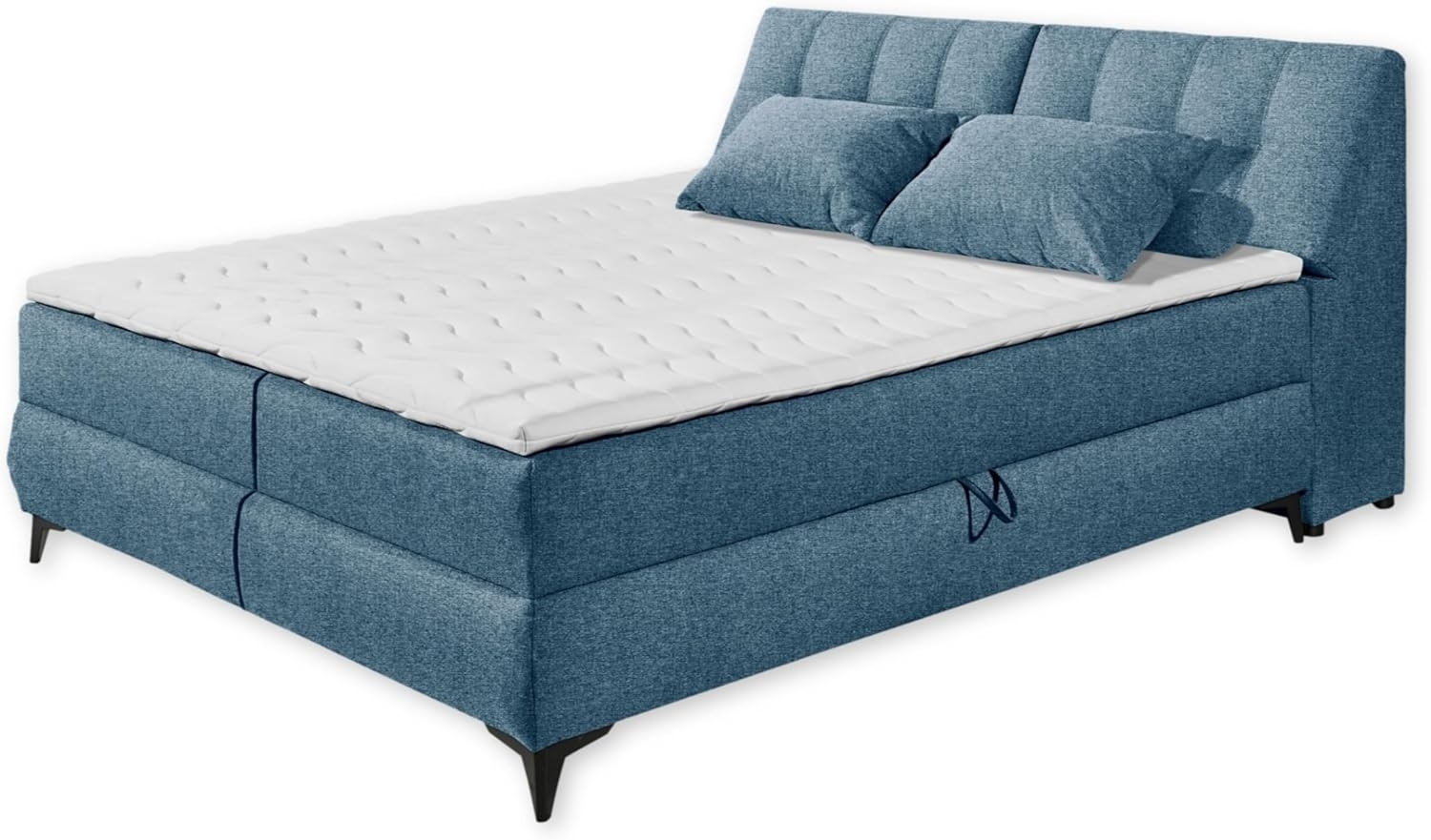 Stella Trading Atlantis 6 Boxbett 180x200 in Blau - Bequemes Doppelbett mit Bettkästen und Kaltschaum Topper - 185 x 102 x 240 cm (B/H/T) Bild 1