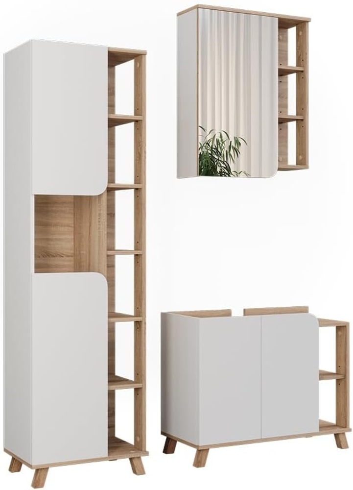 Badmöbel-Set Karen Sonoma/Weiß 3 Teile Vicco Bild 1