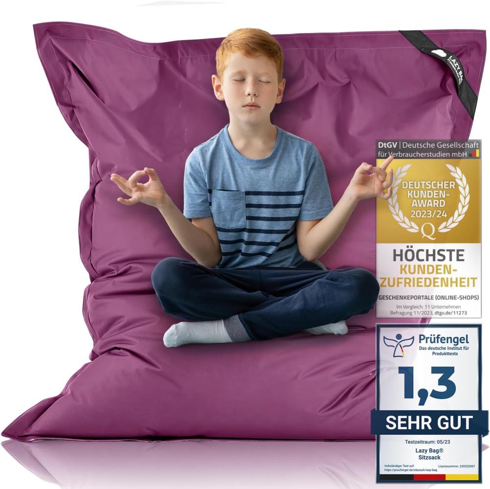 LAZY BAG Riesen-Sitzsack XL 160x125 cm mit 300 Liter | Sitzkissen 2-in-1 für Kinder & Erwachsene | Bequeme Indoor & Outdoor mit 3 Mio. EPS-Perlen für perfekte Ergonomie | Deutscher Marken Hersteller Bild 1