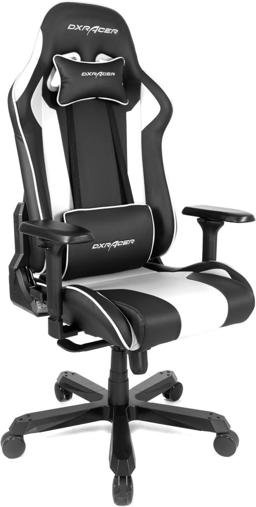 Robas Lund DX Racer K99 Gamingstuhl Schreibtischstuhl mit Wippfunktion Höhenverstellbarer Drehstuhl E-Sport, verstellbare Armlehnen 4D, schwarz-weiß,PU Bild 1