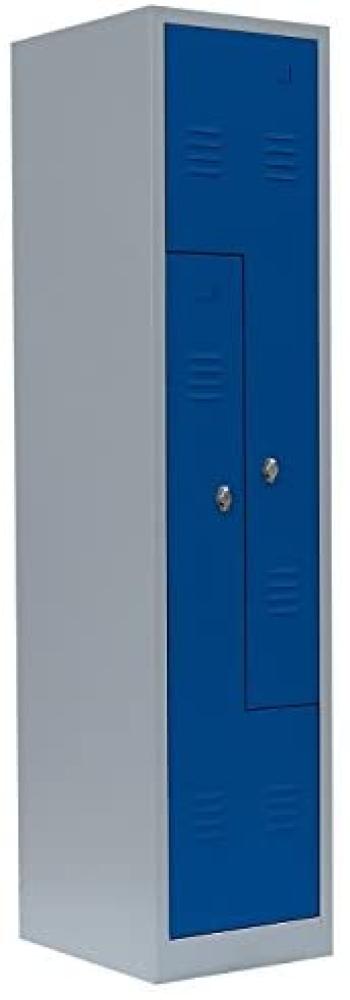 2er Z-Spind Umkleideschrank Stahl Kleiderschrank Garderobenschrank Lichtgrau/Blau (H x B x T): 180 x 41,5 x 50 cm / 525101 Bild 1