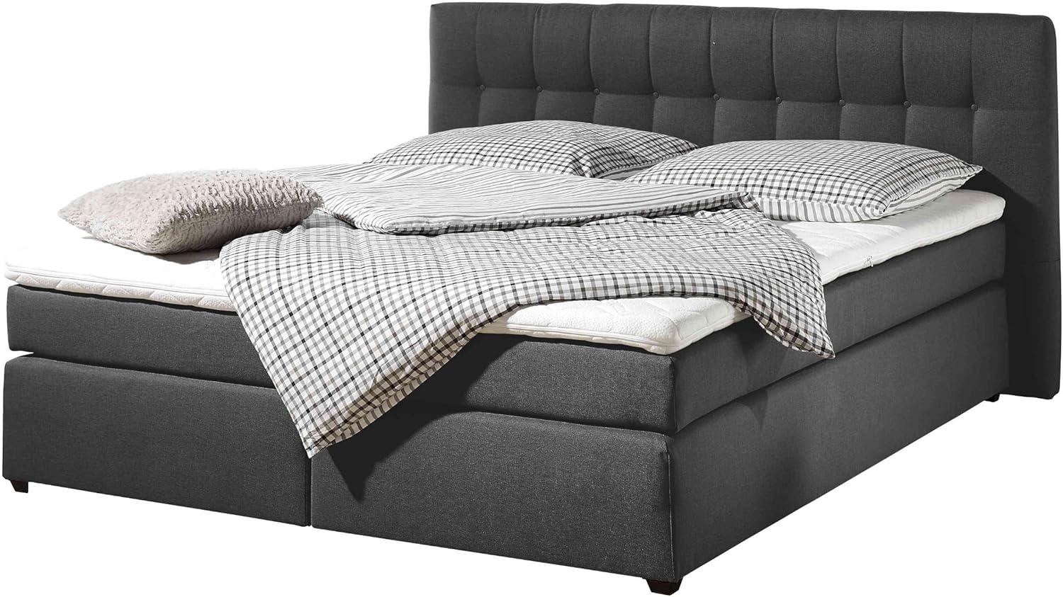 Maintal Boxspringbett Jeremy, 180x200 cm, Strukturstoff, 7-Zonen-Kaltschaum Matratze H3, anthrazit Bild 1