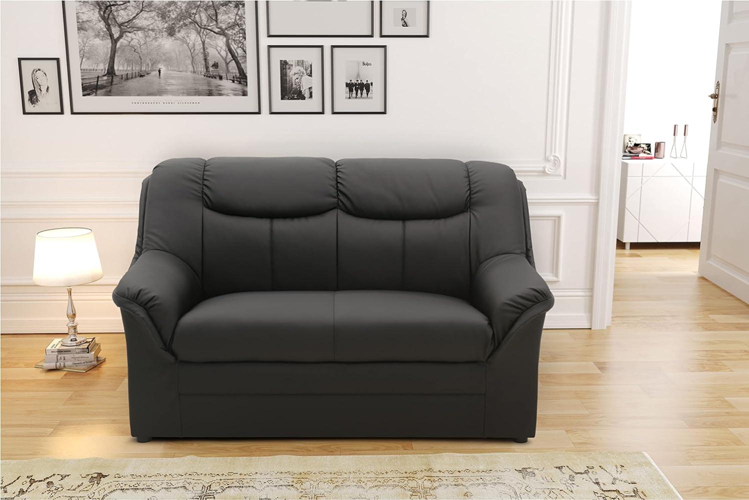 DOMO Collection Sofa Berlin | Klassische Polstergarnitur mit hochwertigem Federkern, 2 Sitzer, schwarz Bild 1