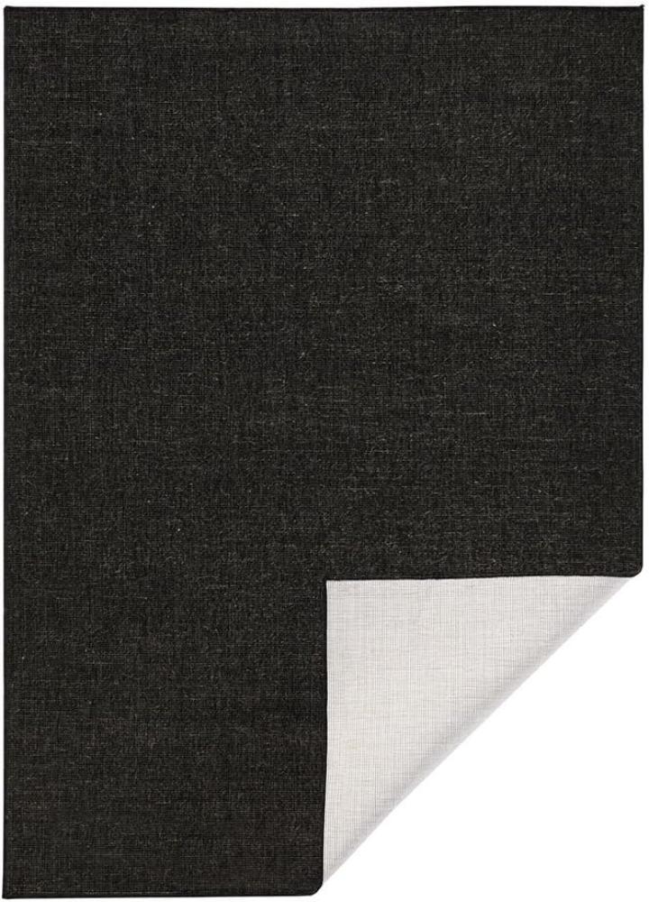 In- & Outdoor Wendeteppich Uni Miami Schwarz Creme - 80x350x0,5cm Bild 1