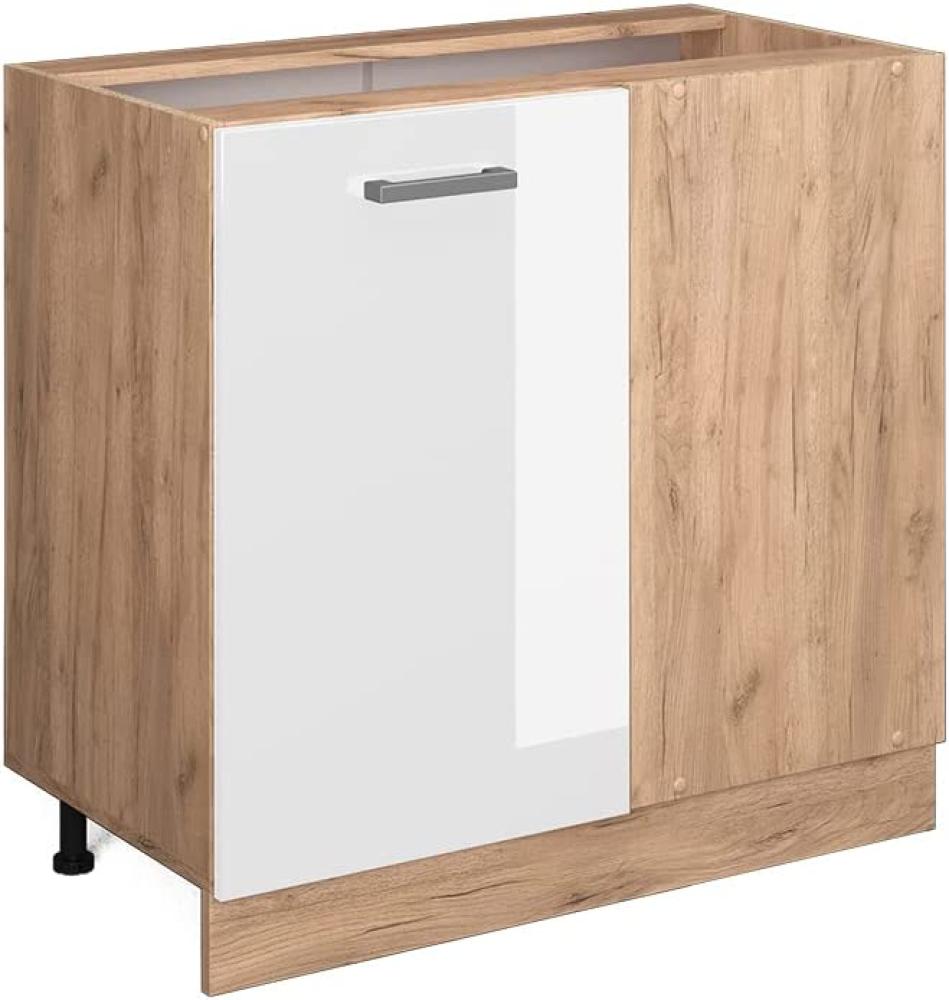 Vicco Küchenschrank Küchenzeile R-Line, Weiß Hochglanz, Eckschrank 86 cm, ohne AP Bild 1