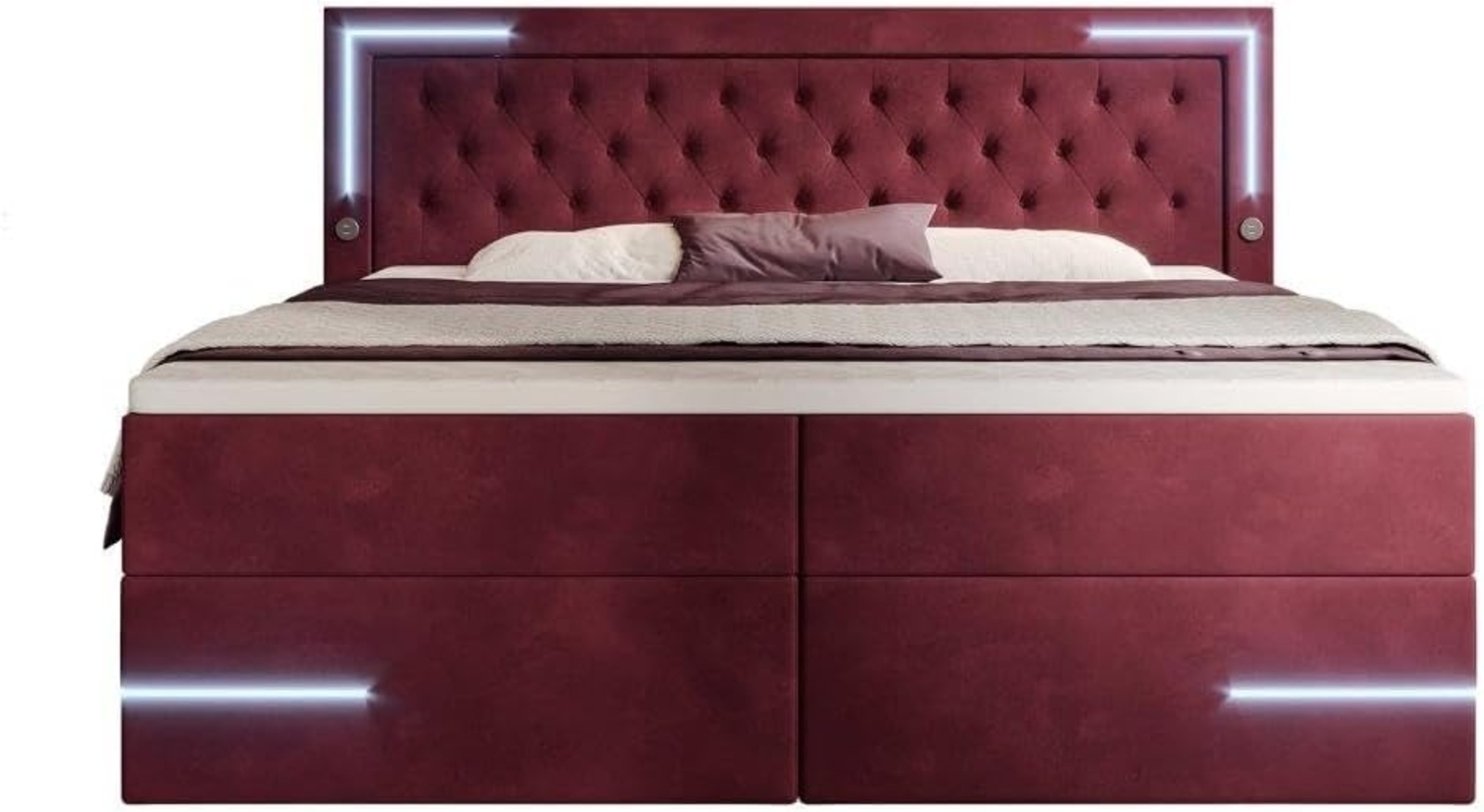 Boxspringbett Carlotta 160x200 Rot H3 Bild 1