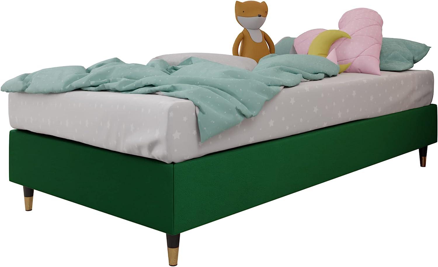 Boxspringbett Sauro Gold für Wandpaneel, Grün, 80 x 200 cm Bild 1