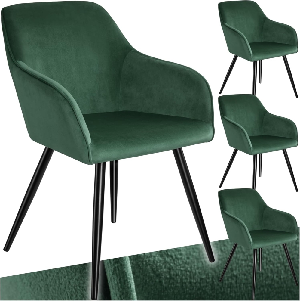 tectake Esszimmerstuhl Marilyn (4er Set, 4 St), gepolstert, in Samtoptik Bild 1