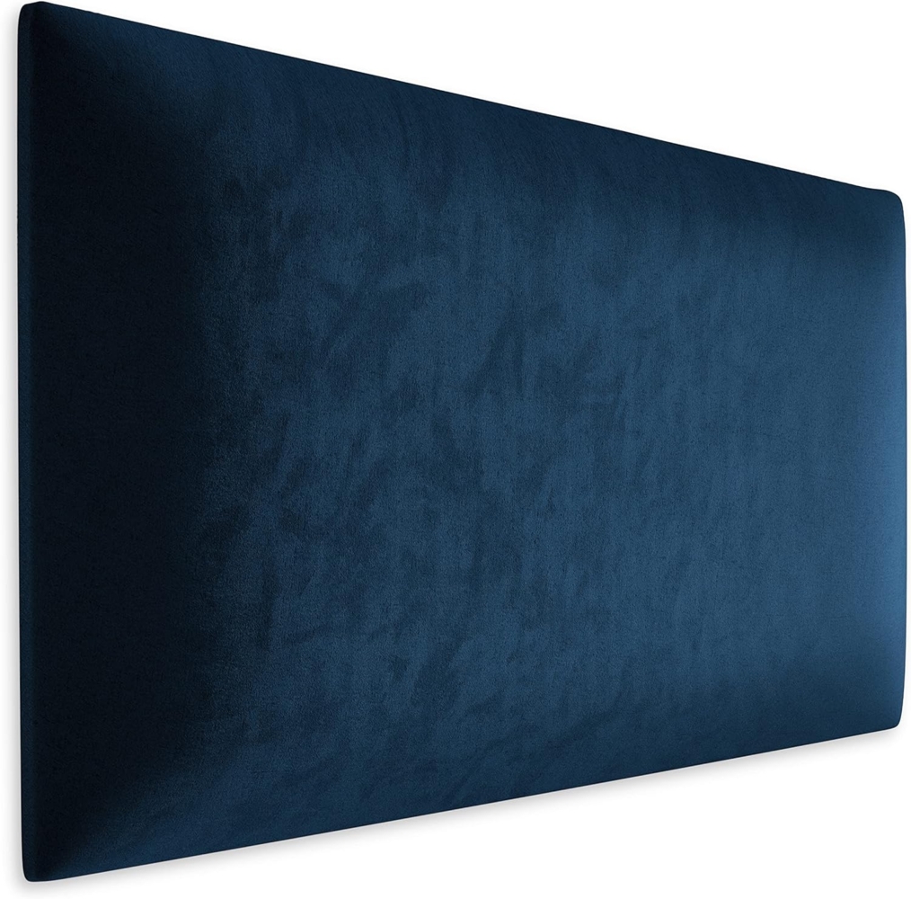 Muralo Samt Wandkissen Stoff Polsterpaneel Schlafzimmer Wohnzimmer Bett Wandpolster Bettkopfteil Lendekissen Modern Luxus Gepolstert Polster Paneel (Dunkelblau, 60x40 cm) Bild 1