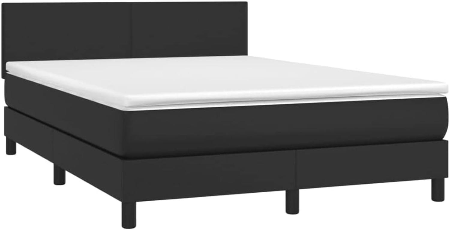 vidaXL Boxspringbett mit Matratze & LED Schwarz 140x200 cm Kunstleder 3134105 Bild 1