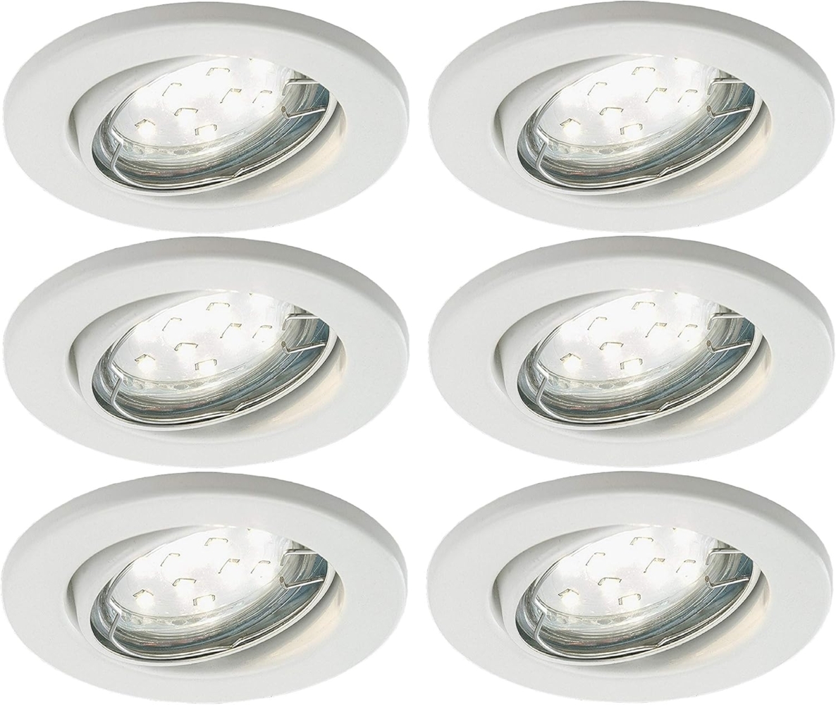 TRANGO LED Einbauleuchte, Dimmfunktion, 6er Set 6729-066MOSD LED Einbaustrahler in Weiß matt Rund inkl. 6x 5 Watt 3 Stufen dimmbar Ultra Flach LED Modul 3000K warmweiß, Warmweiß, Deckenspot, Einbauspot, Deckenleuchte Bild 1