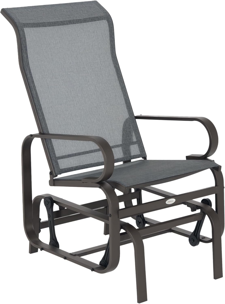 Outsunny Schaukelstuhl Relaxstuhl Gartenschaukel Metall Stuhl für Garten Terrasse Balkon (Gartenstuhl, 1 St), Texteline, Grau, 60 x 73 x 105 cm Bild 1