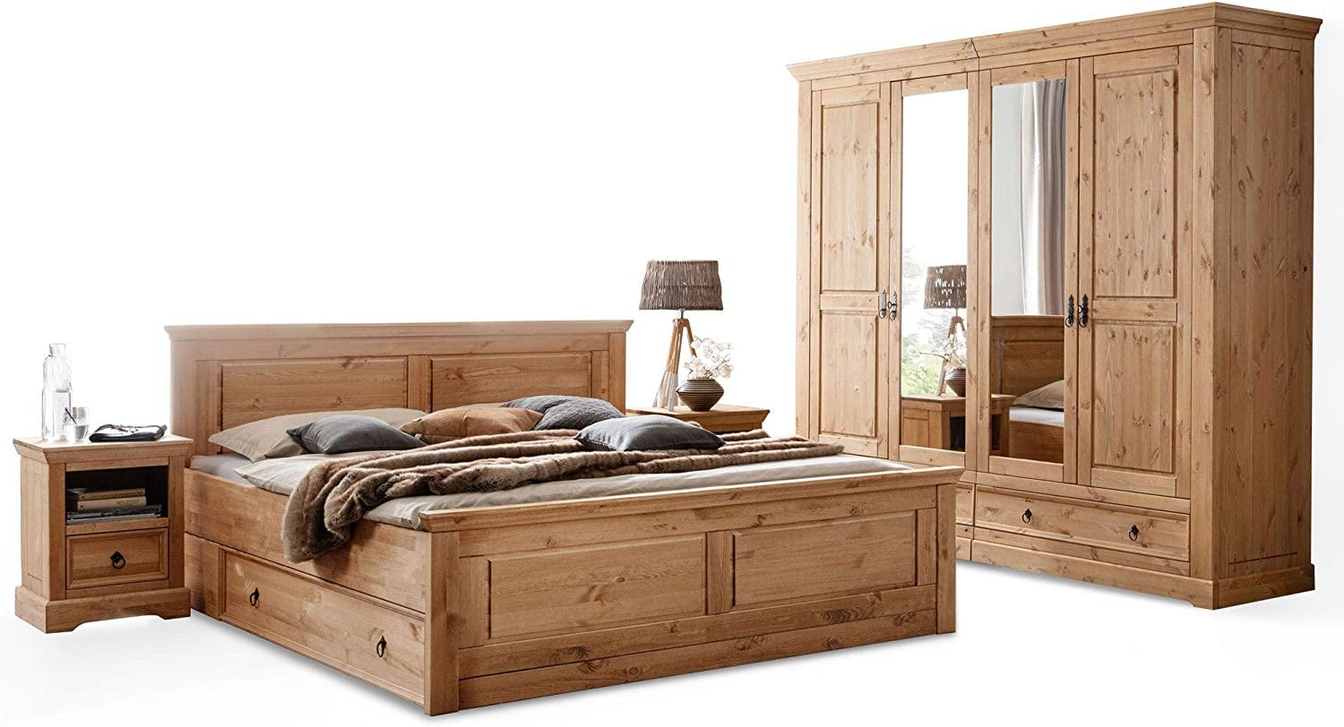 Möbel-Eins PALERMO Komplett-Schlafzimmer, Material Massivholz, Kiefer eichefarbig gebeizt Bild 1