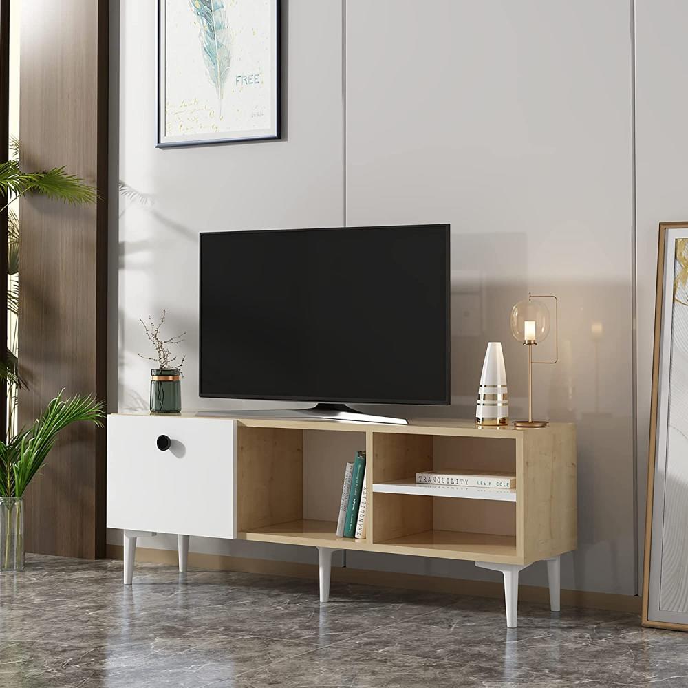 Fernsehtisch Nannestad 45 x 120 x 30 cm Eiche / Weiß [en. casa] Bild 1