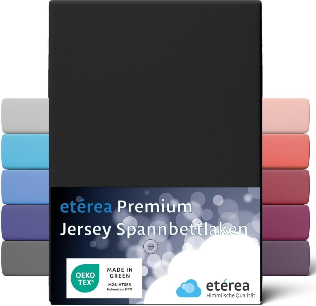 etérea Premium Jersey Spannbettlaken Schwarz 180x200 - 200x200 cm Bild 1