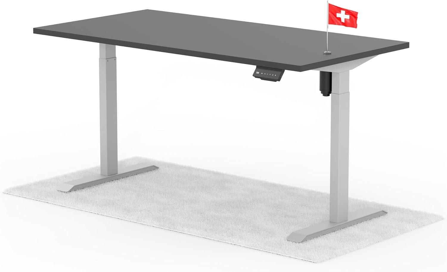 elektrisch höhenverstellbarer Schreibtisch ECO 160 x 80 cm - Gestell Grau, Platte Anthrazit Bild 1