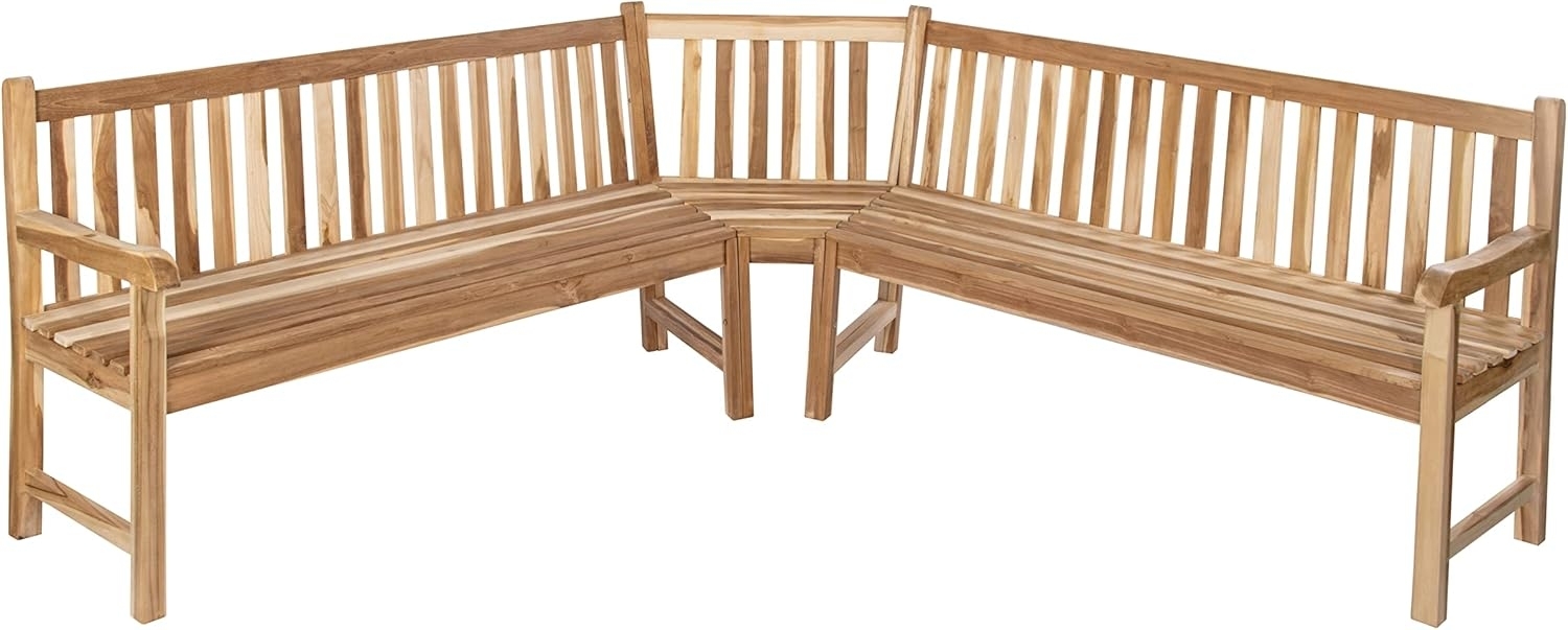 SAM Gartenbank, Eckbank, Sitzbank aus Teak-Holz 210x210 cm, Massivholz, für 6 Personen, für Balkon, Terrasse oder Garten Bild 1