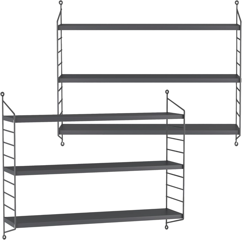 Modulares Wandregal Strängnäs 2er Set Dunkelgrau [en. casa] Bild 1