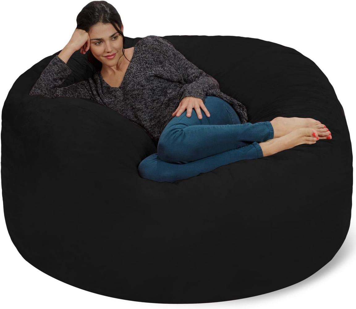 CHILL SACK Der XXL Sitzsack Memory-Foam Füllung aus den USA Das Sitzkissen für Kinder und Erwachsene mit kuschelweichem, waschbarem Velourbezug in Nachtschwarz Bild 1