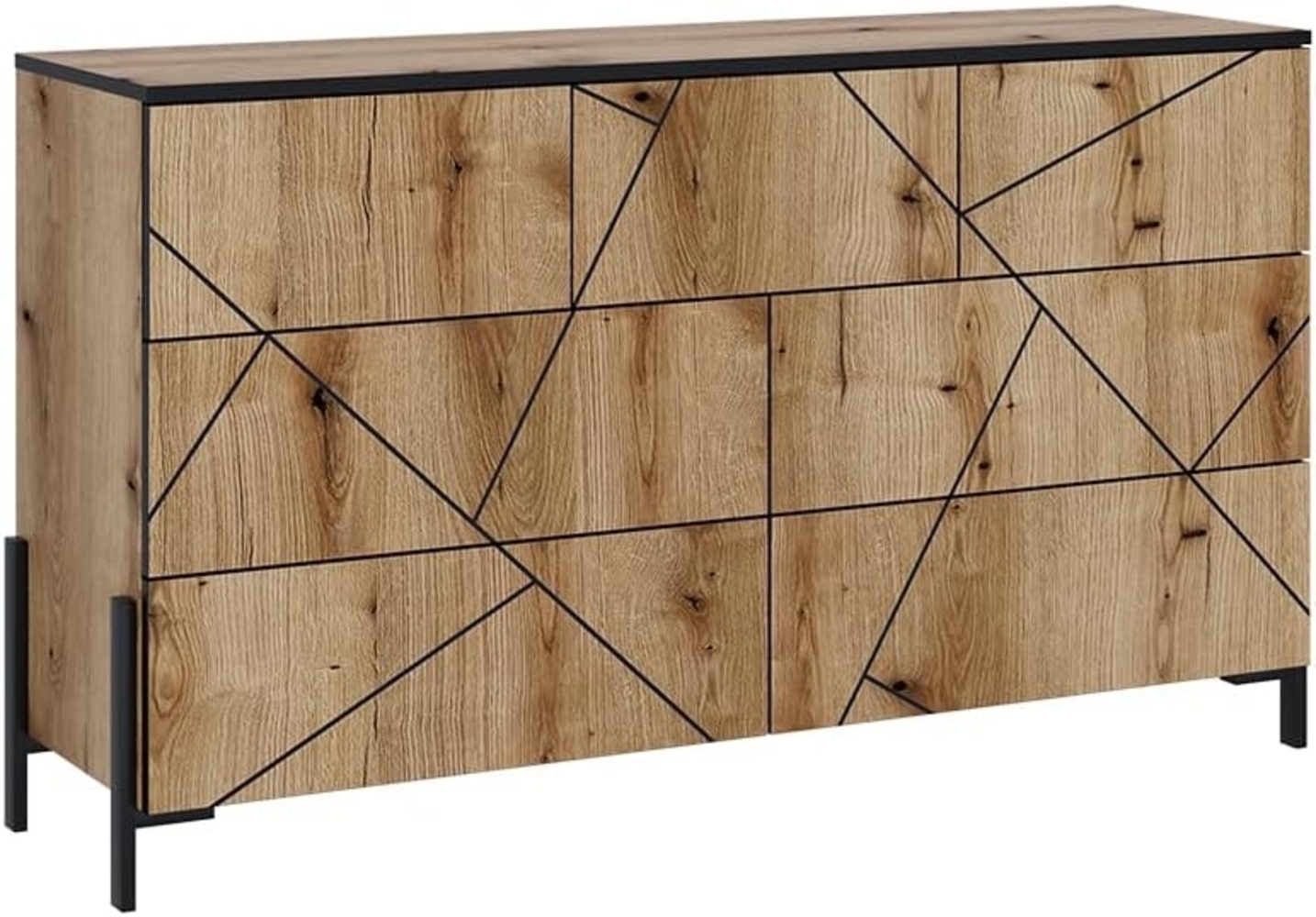 Kommode Hatto Eiche 139.8 x 80.2 cm mit 7 Schubladen Vicco Bild 1