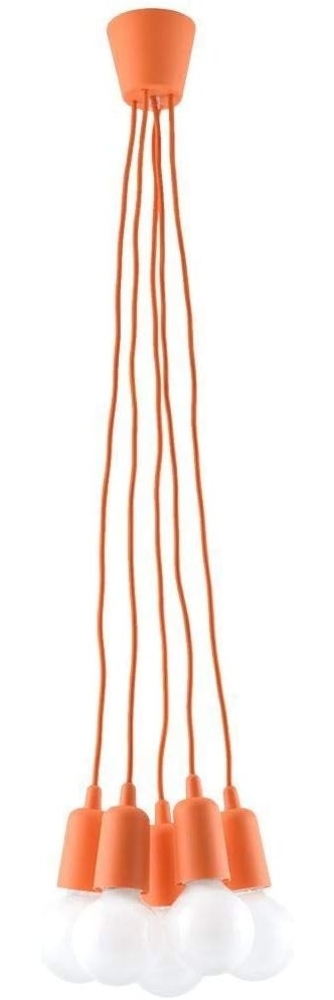 Pendelleuchte, Orange, PVC, 5-flammig, H-90 cm Bild 1