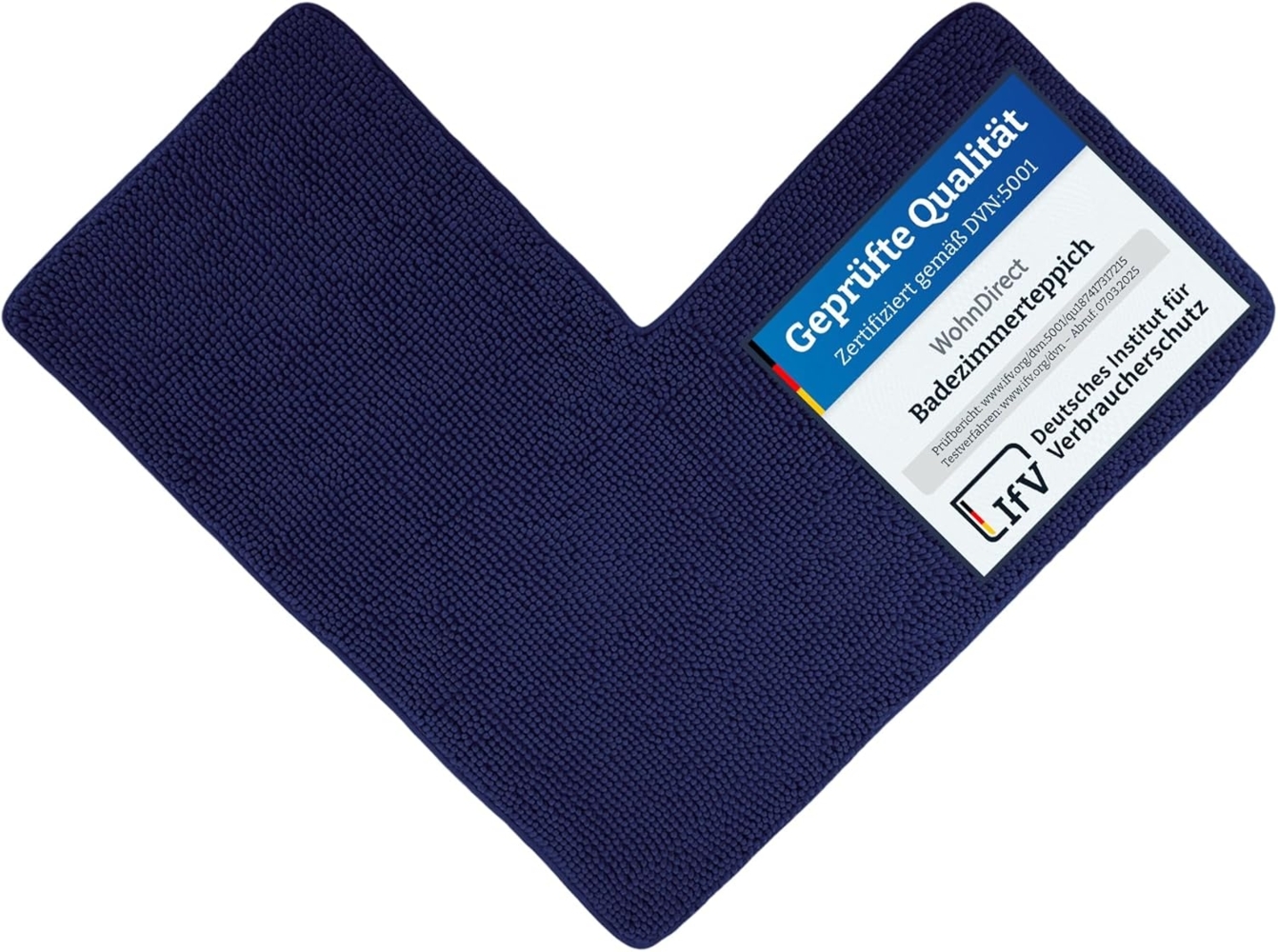 WohnDirect Eck Duschmatte 100 x 100 x 50 cm | Dunkelblau - rutschfest & Waschbar - idealer Duschvorleger für eckige Duschkabinen zum Set kombinierbar - Badematten & Badteppiche Bild 1